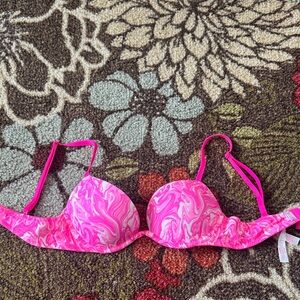 Victoria’s Secret PINK Neon Pink Swirl Wear Everywhere Super Push Up Bra 32B